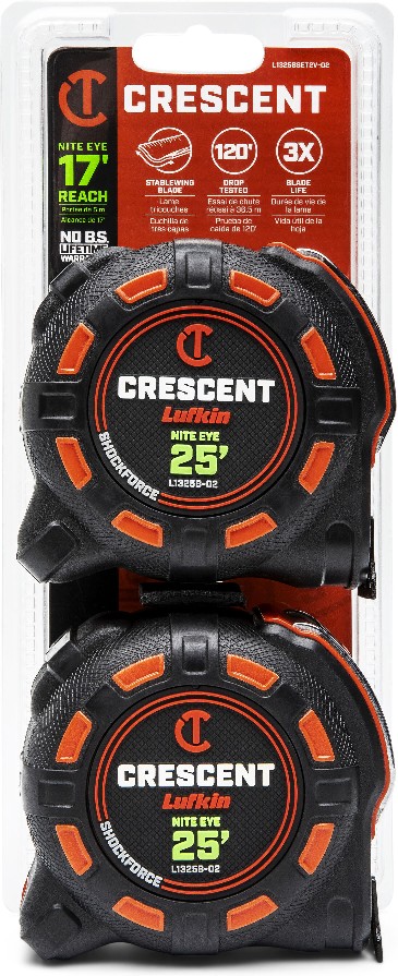 SHOCKFORCE NITE EYE 2 -Pack 25-ft Tape Measure