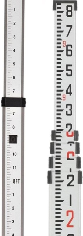 Dual Sided Aluminum Grade Rod 25ft Dual Sided Aluminum Grade Rod Feet + 10ths
