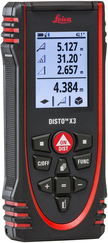 500-Feet Indoor Red Laser Distance Measurer with Backlit Display and Bluetooth Compatibility