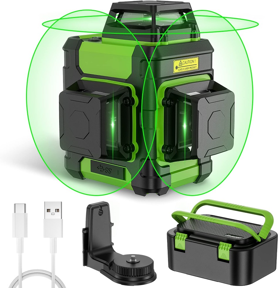 200-Feet Green 360-Degree Self-Leveling Cross-line Laser Level
