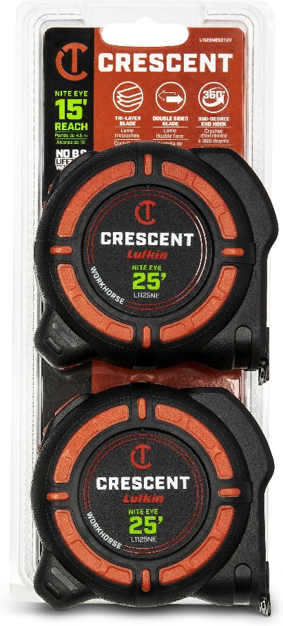 WORKHORSE Nite Eye 2 -Pack 25-ft Tape Measure
