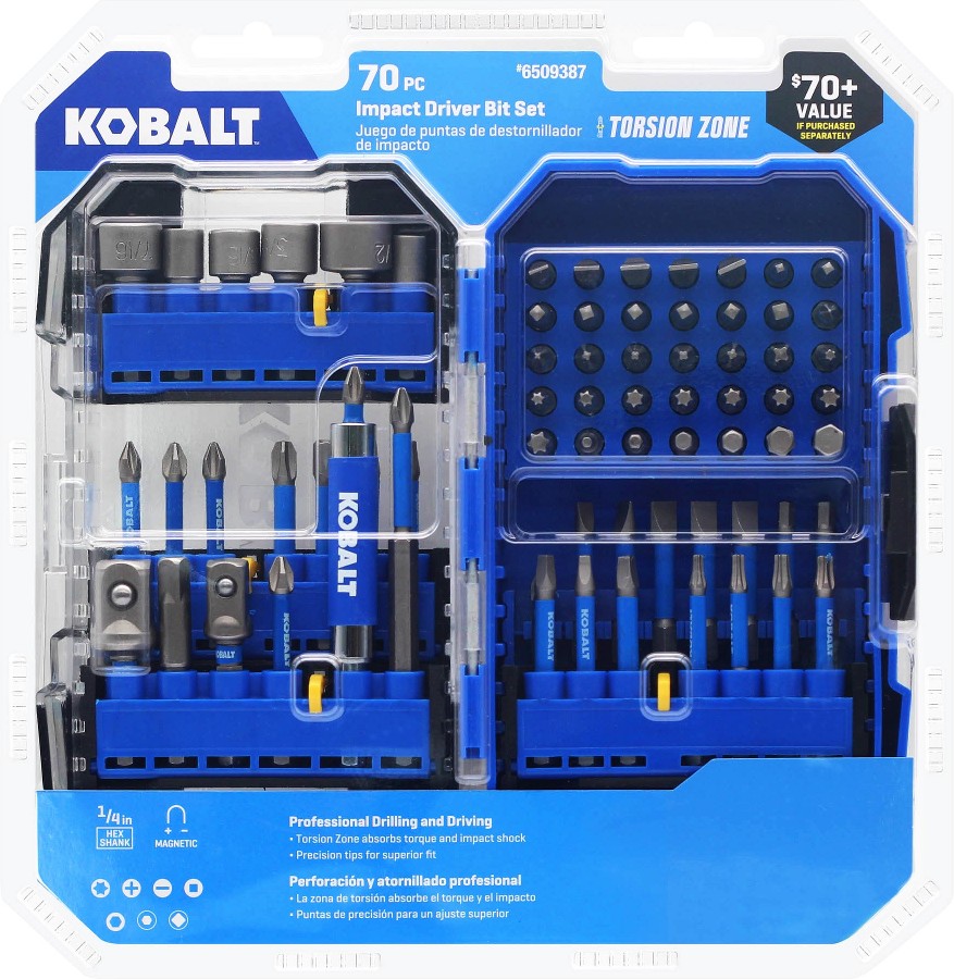 1/4-in x 1-in Phillips/Square/Torx Impact Driver Bit Set 70 -Piece