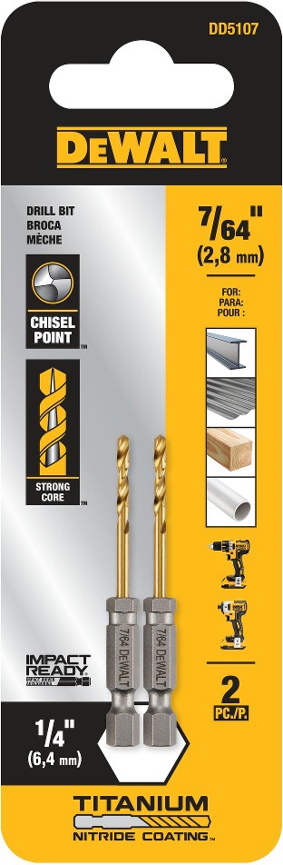 2 -Piece 7/64-in x 2-9/16-in Titanium nitride coated HSS Jobber length Twist Drill Bit