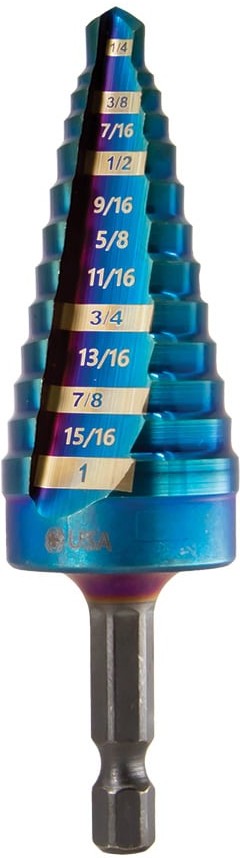 Mach-Blue 1/4-in 12 -Step Drill Bit ( 1/4-in to 1-in )