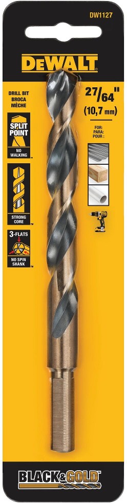 27/64-in x 5-1/2-in Black and gold coated HSS Jobber length Twist Drill Bit
