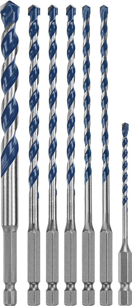 Blue Xtreme 7 -Piece Assorted Carbide Masonry Drill Bit Set For Hammer drill
