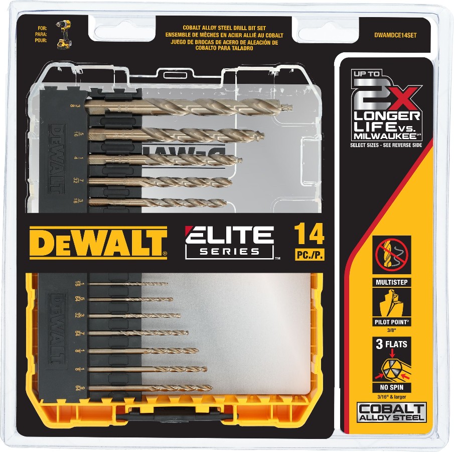 ELITE SERIES 14 -Piece x Cobalt alloy steel Jobber length Twist Drill Bit Set