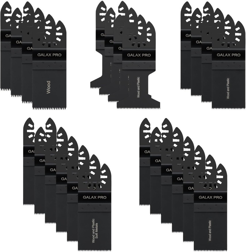 24 Piece Oscillating Multi Tool Blade Set Titanium Coated Universal Quick Change Blades for Wood Plastic and Metal Cutting
