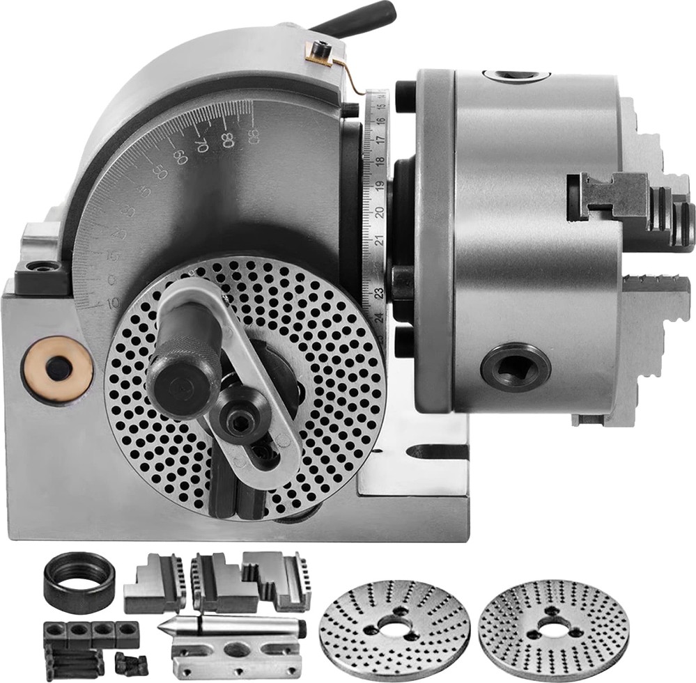 Precision Semi-Universal Dividing Head Set with 5-Inch 3-Jaw Chuck for Milling Machines. Rotary Tables. and Tailstock Applications