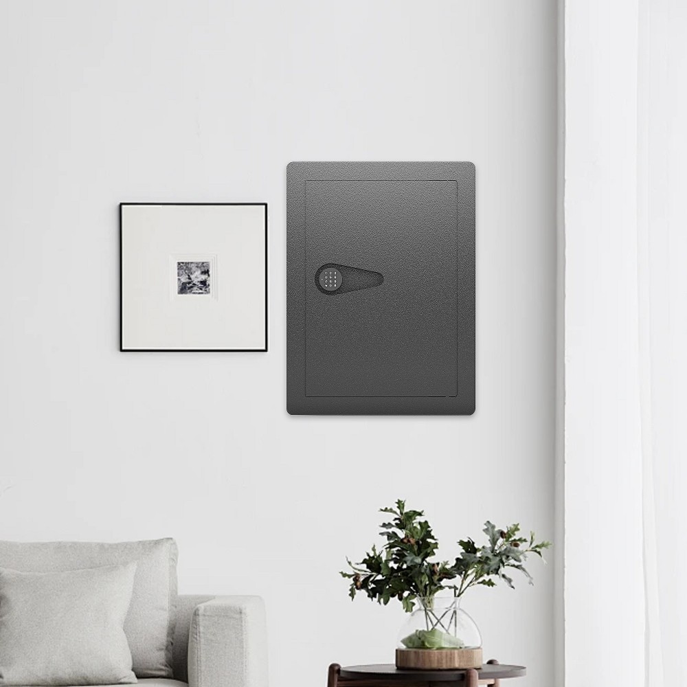 Wall Safes Between the Studs Hidden Safe with Digital Keypad Removable Shelves In Wall Safe for Firearms Gun Valuables (Black)