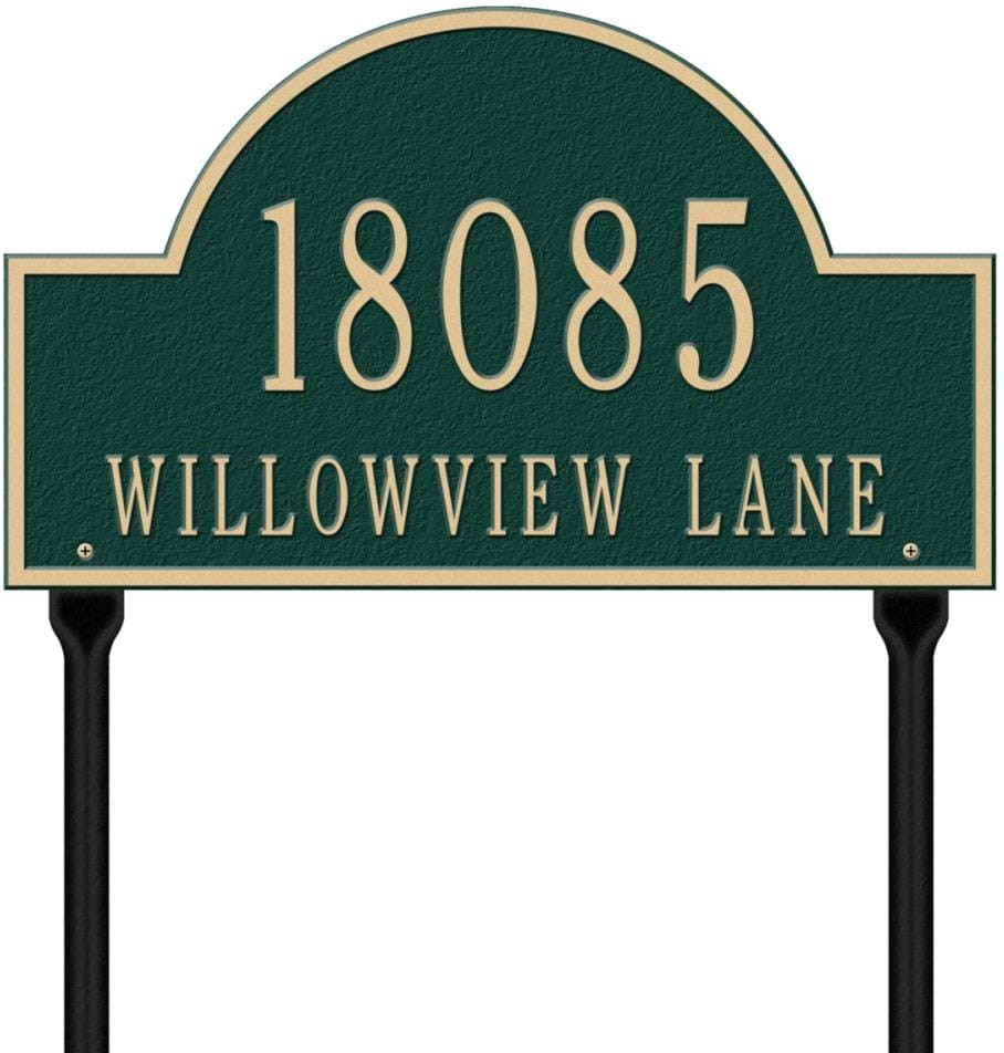 9-1/4-in H x 15-3/4-in W Green/Gold Aluminum Address plaque