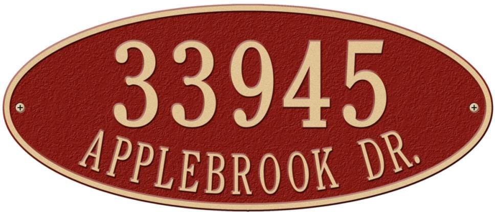 10-3/8-in H x 24-1/2-in W Red/Gold Aluminum Address plaque