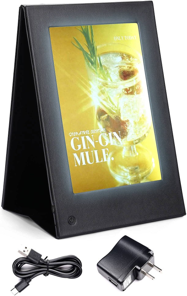 WeChef LED Backlit Menu Holder Cover Table Tent 2 Panel Fits A5 Size 6.3x9.4IN