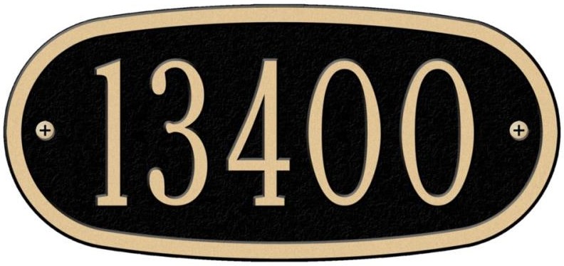 3-1/2-in H x 7-1/2-in W Black/gold Aluminum Address plaque