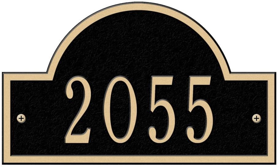 4-3/4-in H x 8-in W Black/Gold Aluminum Address plaque