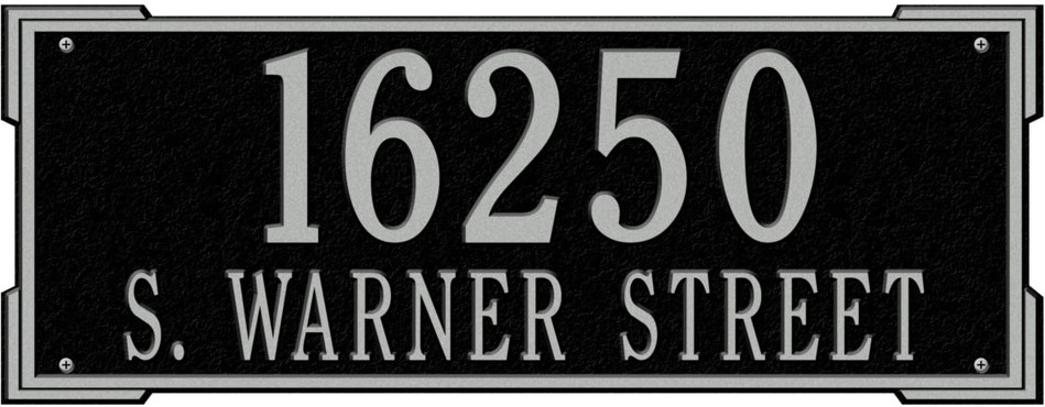 9-in H x 23-1/2-in W Black/silver Aluminum Address plaque