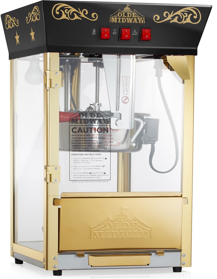 Movie Theater-Style Countertop Popcorn Machine w/ 10oz Kettle - Black