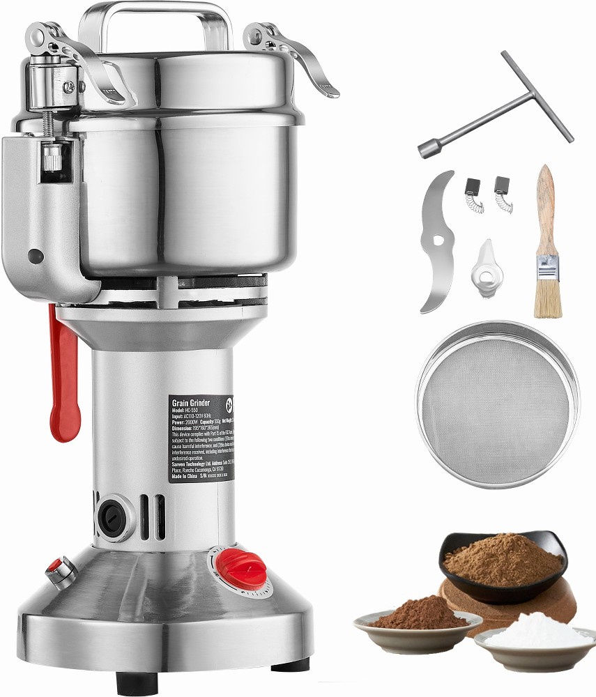 550g Electric Grain Mill Grinder High Speed 2000W Commercial Spice Grinders Stainless Steel