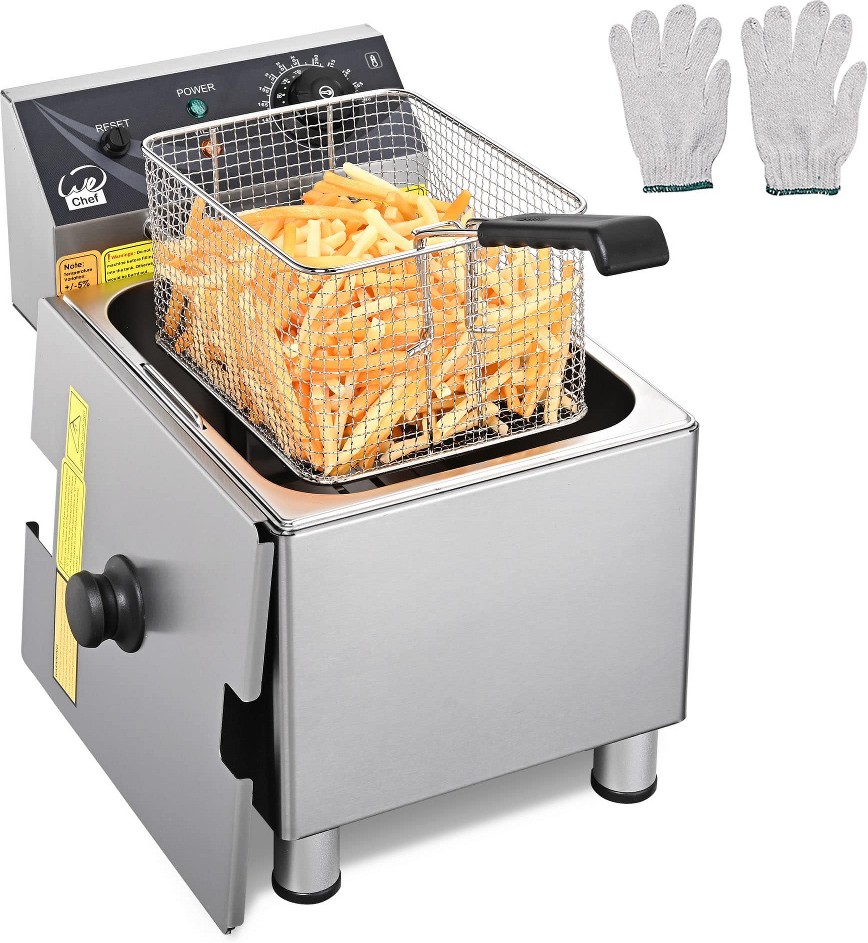 WeChef Commercial Deep Fryer 12L Single Tank 24L Dual Tank Electric Deep Fryers with Basket Stainless Steel Electric