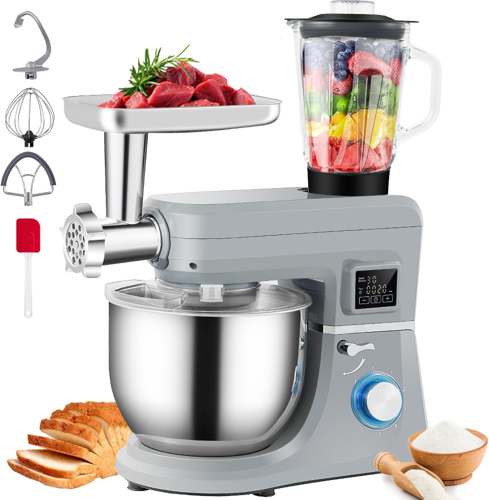 6 Speeds 660W 7.4Qt Stand Mixer Stainless Steel + ABS Plastic 7.4-Quart Commercial/Residential Bowl-lift Stand Mixer
