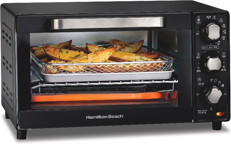 Sure-Crisp 4 -Slice Black Convection Toaster Oven Automatic Shut-Off
