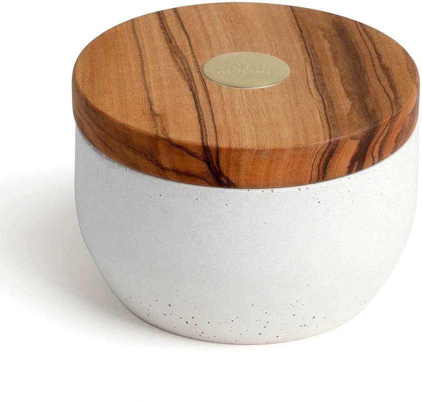 France Olive Wood Concrete Salt Keeper Box