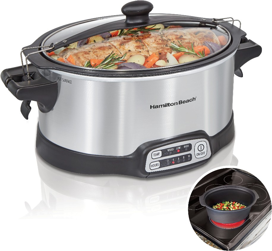 6-Quart Programmable Lockable Medium Slow Cooker ( Silver )