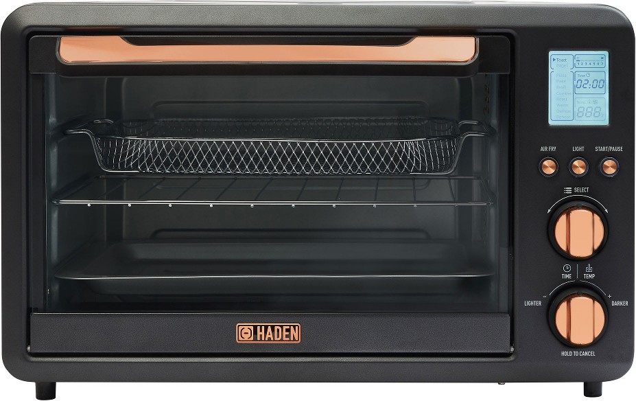 Countertop 6 Slice Toaster Oven Air Fryer Combo for Kitchen (Black/Copper)
