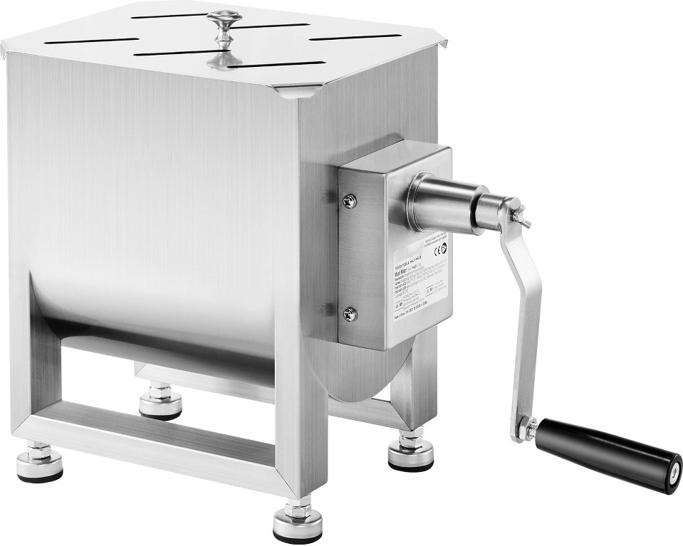 Manual Meat Mixer 15L Fixed Tank Meat Processing Equipment(Mixing Max 15LBS for Meat)