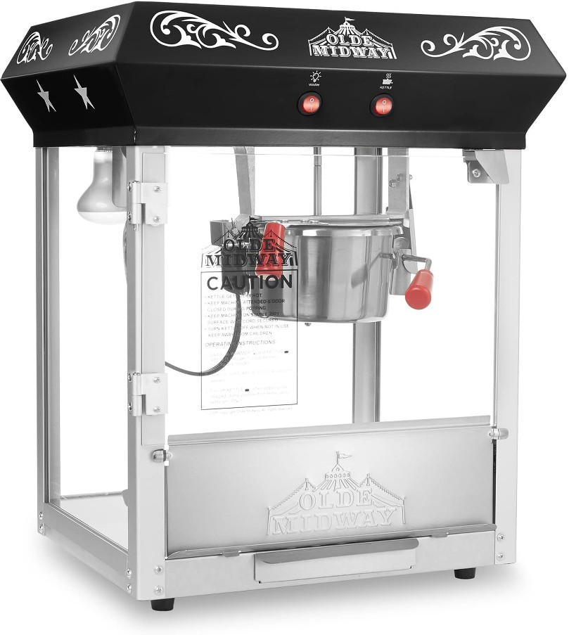 Bar Style Popcorn Machine with 6-oz Kettle - Black