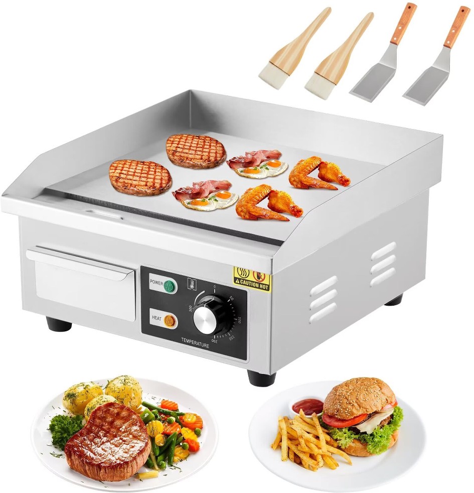 14 In Commercial Electric Griddle 110V 1500W Electric Restaurant Teppanyaki Flat Top Grill