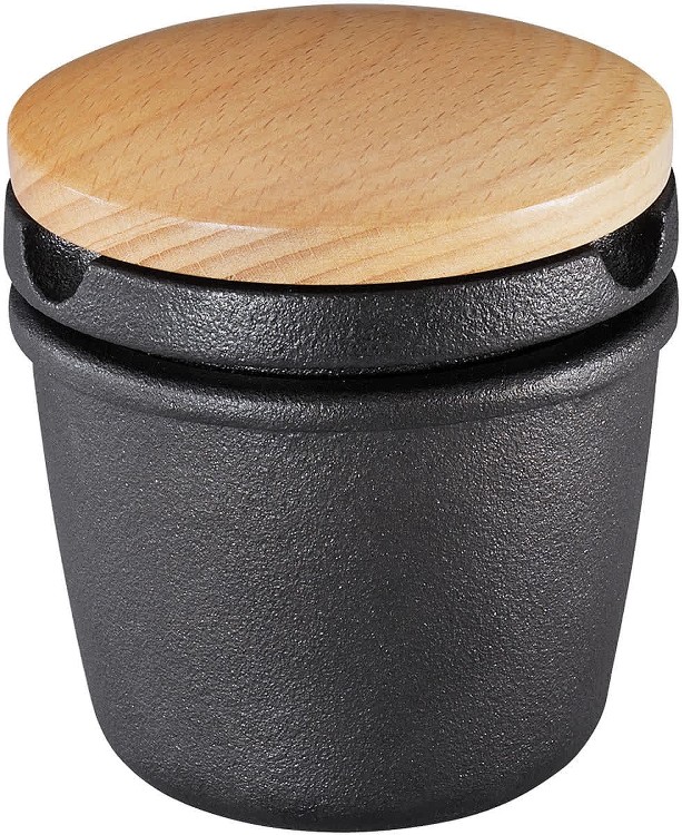 Cast Iron Spice Grinding Set with Beechwood Lid 3 Grinder Black