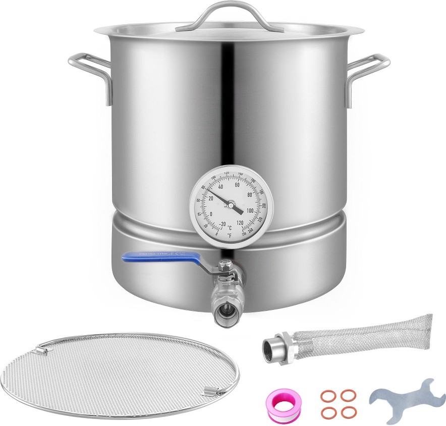 Stainless Steel Kettle 5 GALLON Brewing Pot Tri Ply Bottom