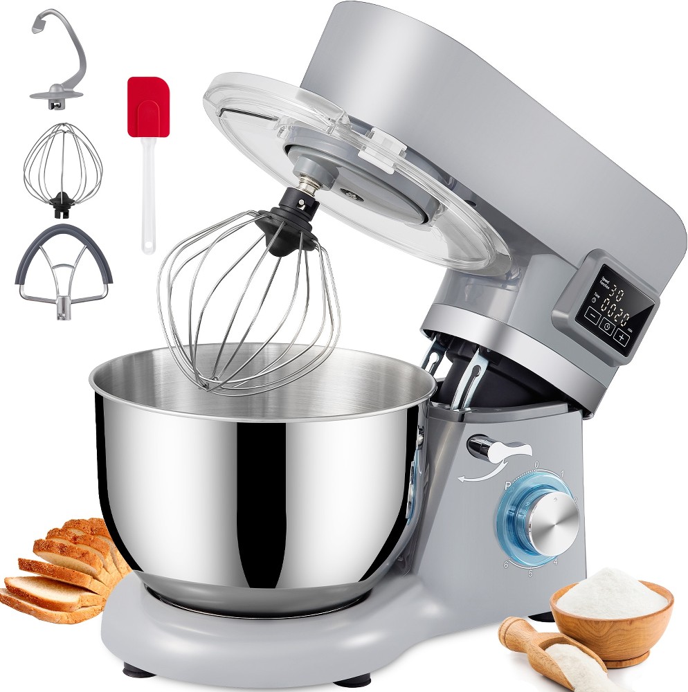 6 Speeds 660W 5.8Qt Stand Mixer Stainless Steel 5.8-Quarts Commercial/Residential Tilt-head Stand Mixer