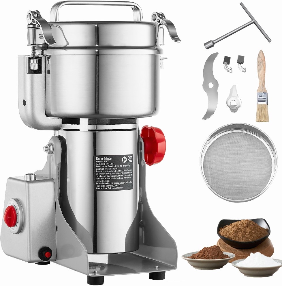1000g Electric Grain Mill Grinder High Speed 3000W Commercial Spice Grinders