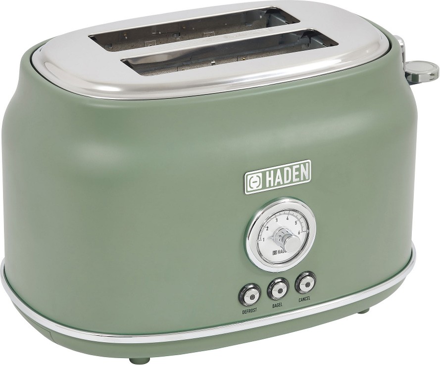 Dorset 2 Slice Wide Slot Stainless Steel Toaster with Adjustable Browning Control Non Slip Feet Cedar Green Chrome