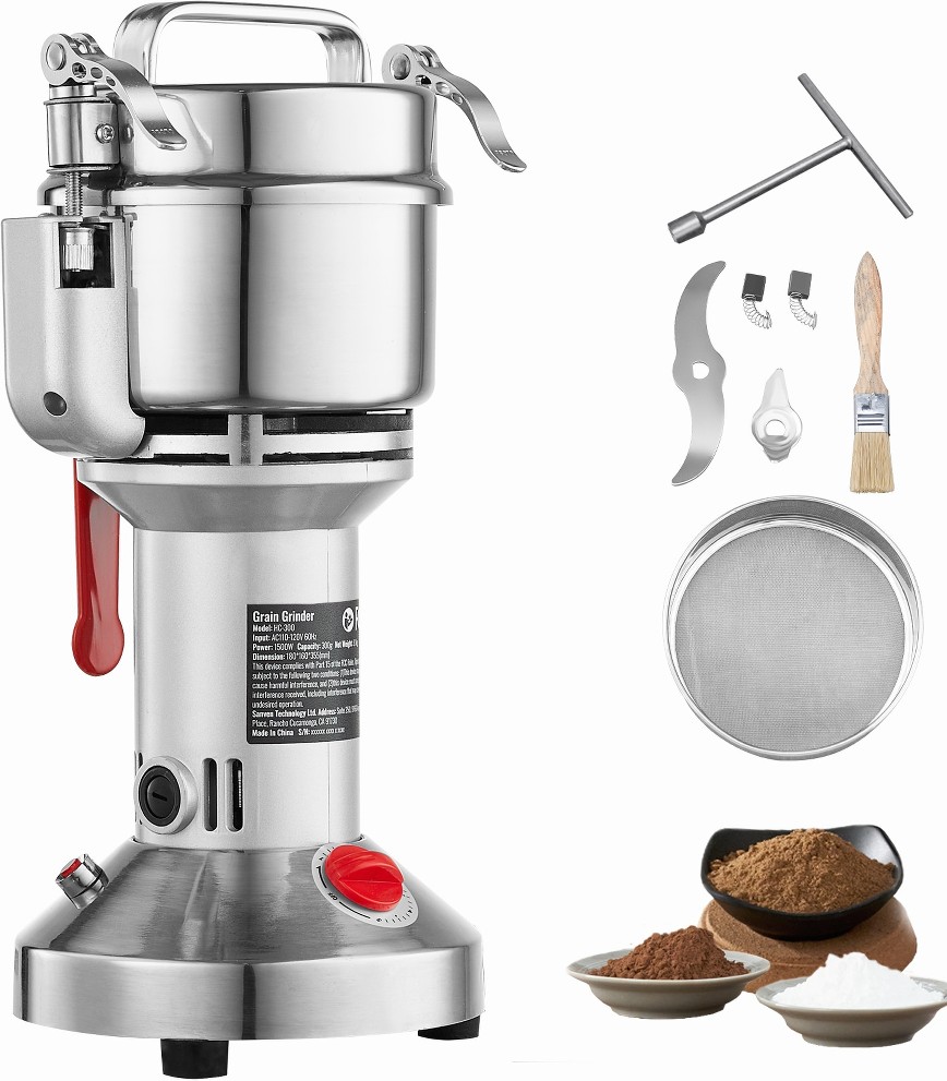 300g Electric Grain Mill Grinder High Speed 1500W Commercial Spice Grinders