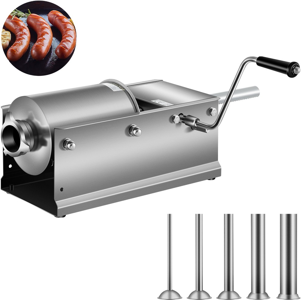 Manual Sausage Stuffer 3 L / 7 LBS Horizontal Sausage Machine Dual-Speed Meat Stuffer