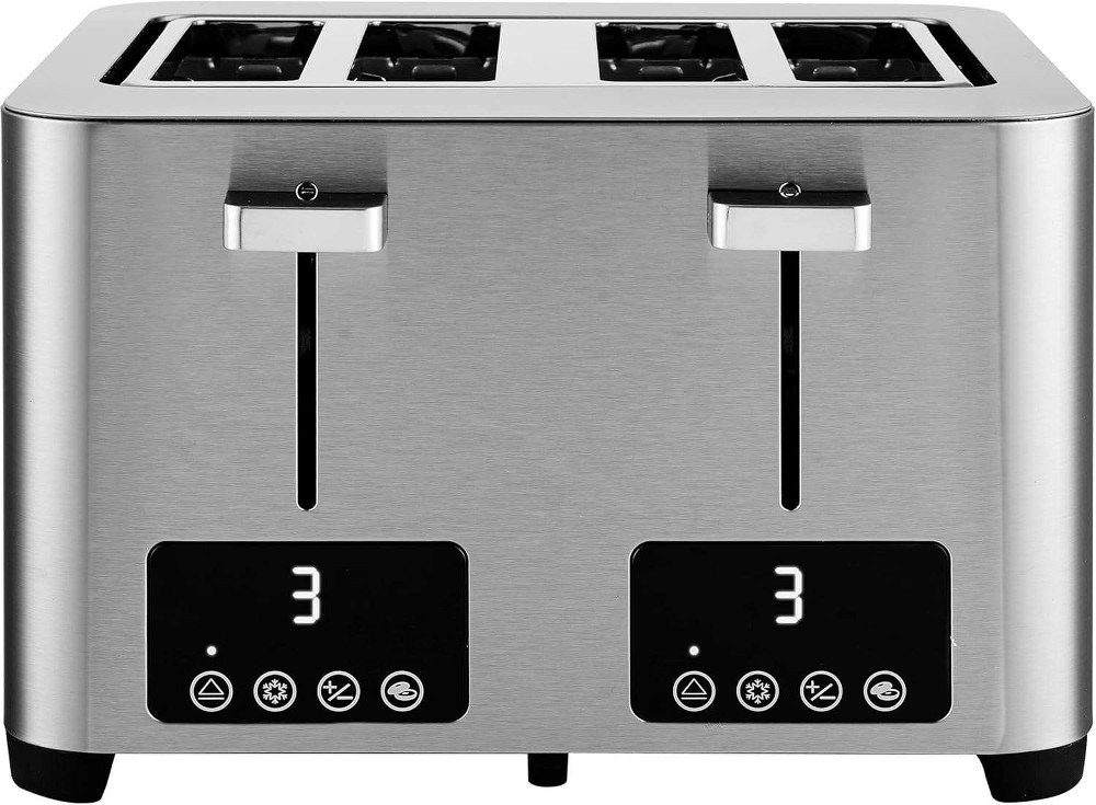 4 Slice Extra Wide Slot Bread Toaster with 3 Functions Digital Display