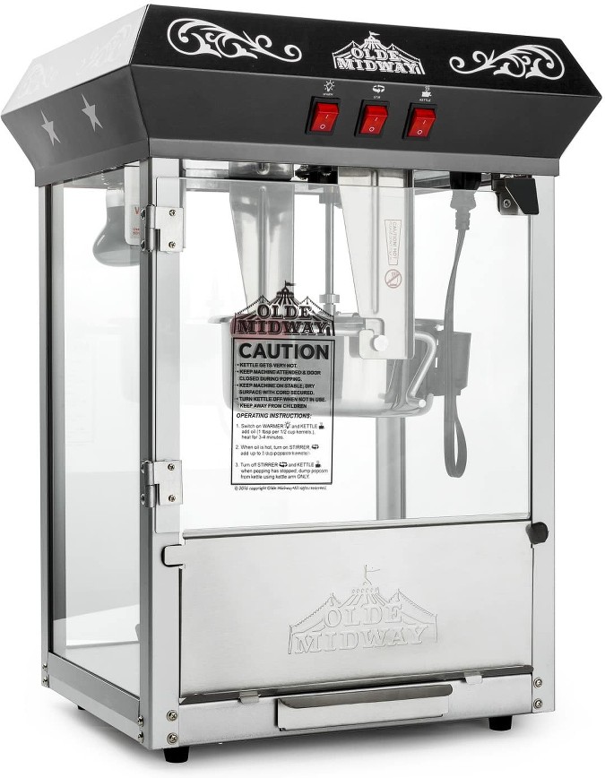 Bar Style Popcorn Machine with 10-oz Kettle - Black