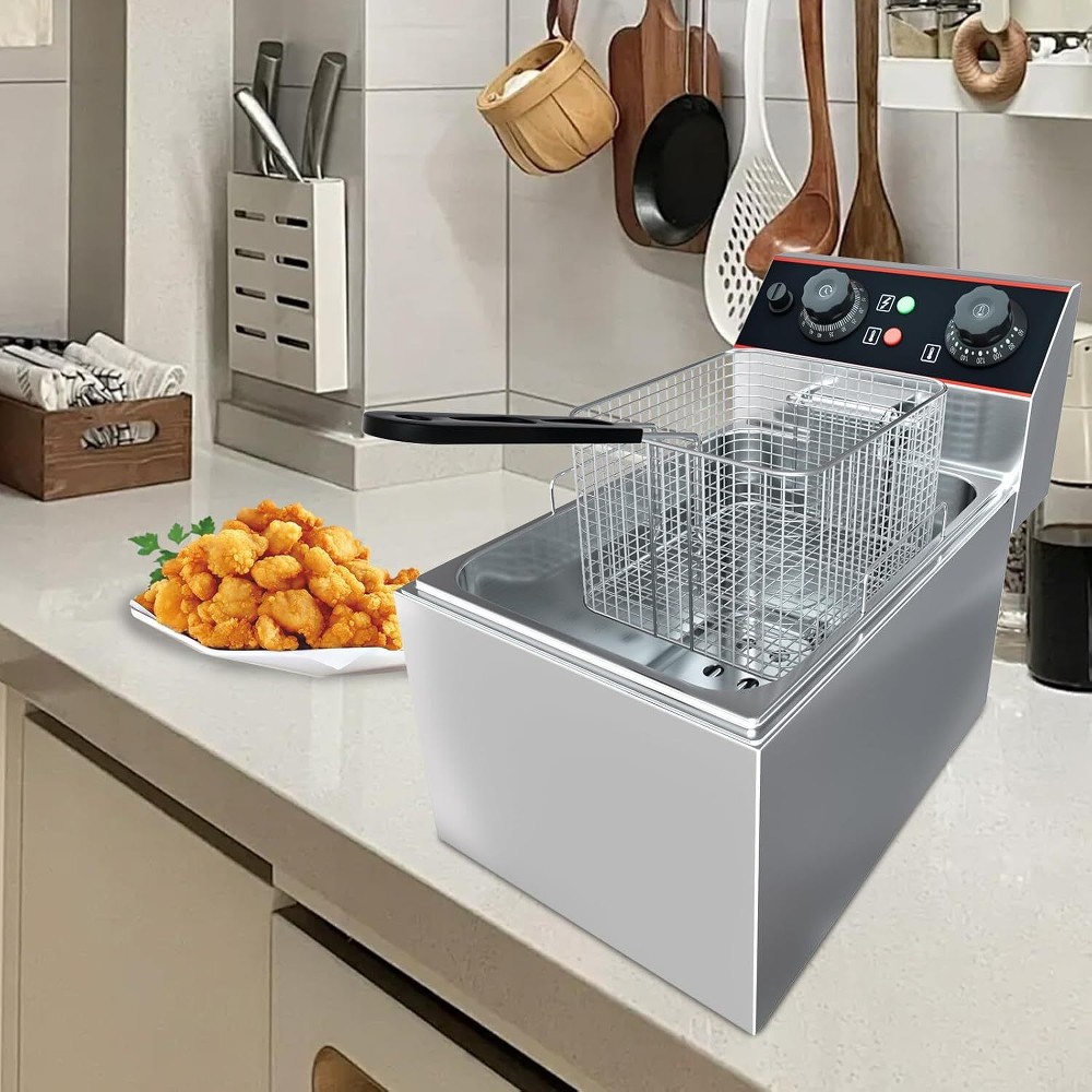 Stainless Steel Commercial Deep Fryer 8 L-Countertop Electric Oil Fryer