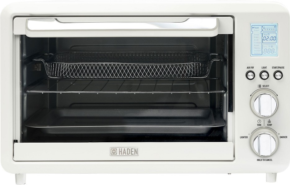 Countertop 6 Slice Toaster Oven Air Fryer Combo for Kitchen (Ivory/Chrome)