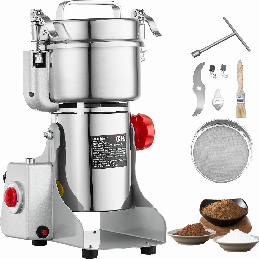 500g Electric Grain Mill Grinder High Speed 2000W Commercial Spice Grinders