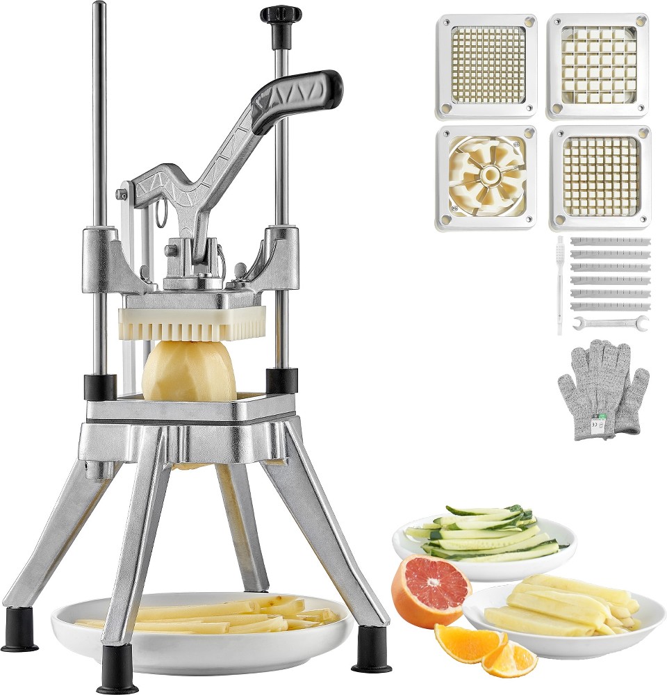 Vegetable Cutter 4 Blades Commercial/Residential Food slicer with Thickness Control ( Silver )