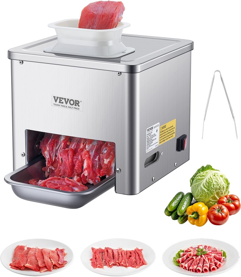 350 LBs/H Electric Meat Cutting 999 -Speed Commercial/Residential Food slicer and Meat Slicer with Thickness Control ( Silver )