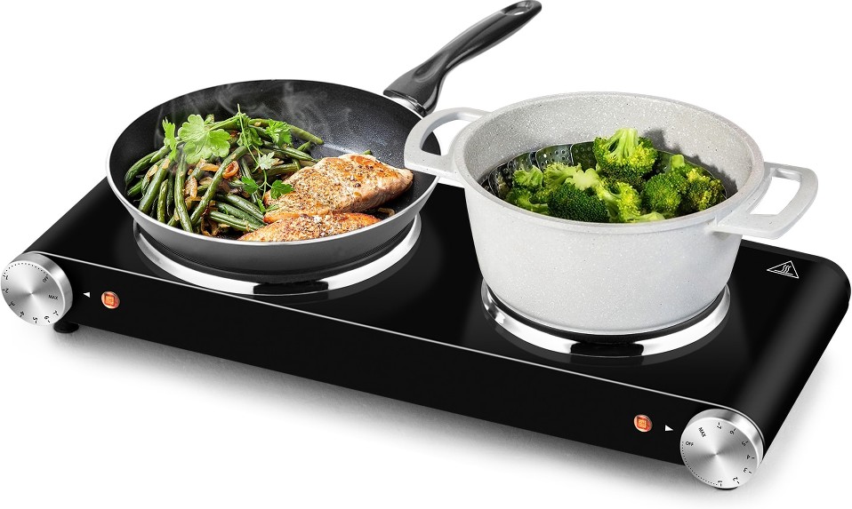 Portable 1800-Watt 2-Burner 7.4 in. Black Electric Hot Plate