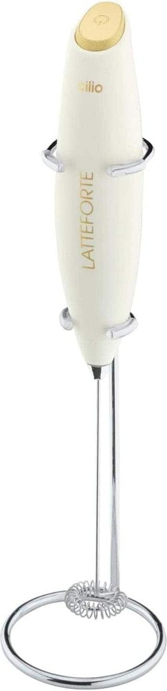 Latteforte Battery Powered Milk Frother with Stainless Steel Stand White