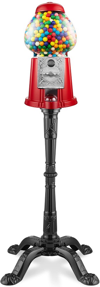 15-in Gumball Machine with Stand - Red - Vintage-Style Candy Dispenser