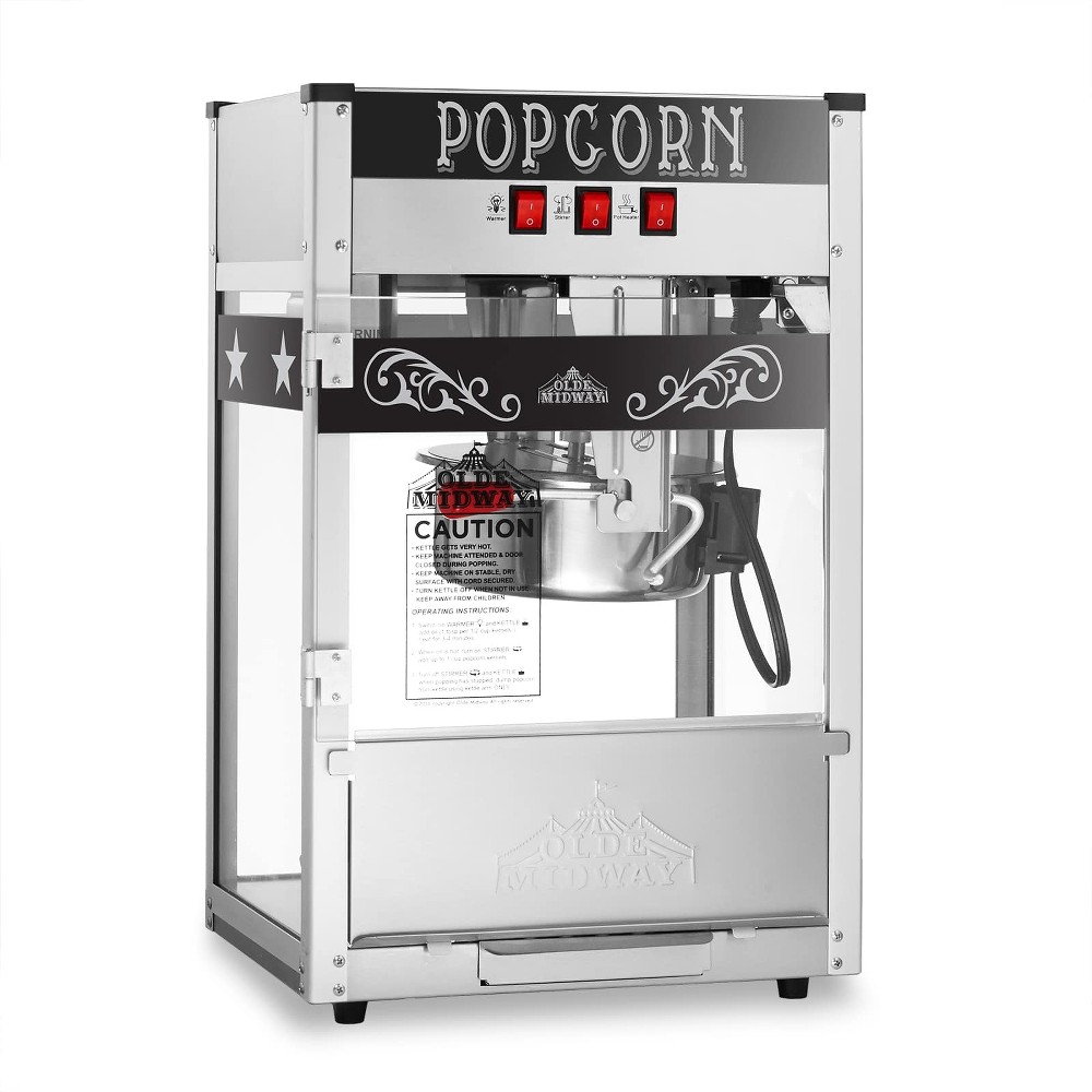 Commercial Popcorn Machine Maker Popper in Black with 8-oz Kettle