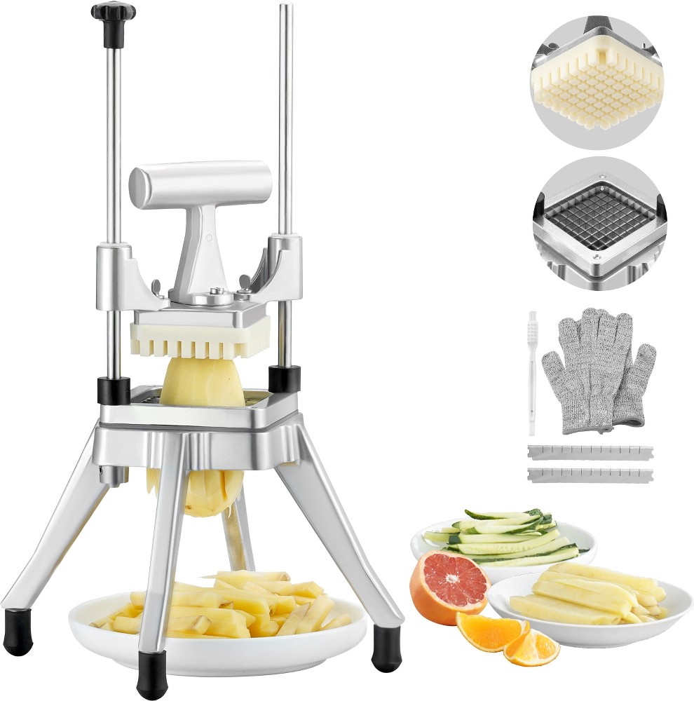 3/8-IN Vegetable Fruit Chopper Commercial/Residential Food slicer with Thickness Control ( Silver )